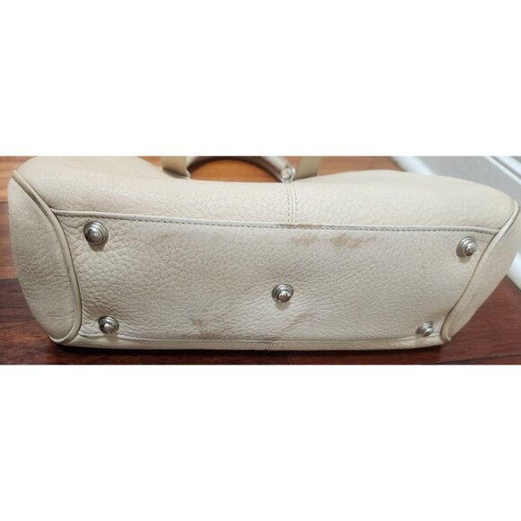 Dooney & Bourke Pebble Leather Satchel Tote Bag Cream Ivory Shoulder Purse - Picture 12 of 15